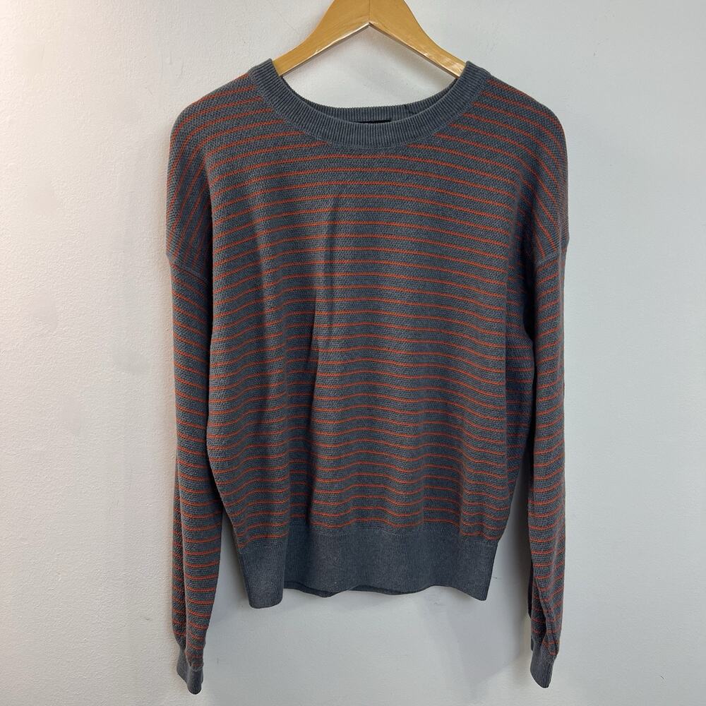 PrAna Sweater Men’s XLarge Gray & Orange Striped Long Sleeve Cotton